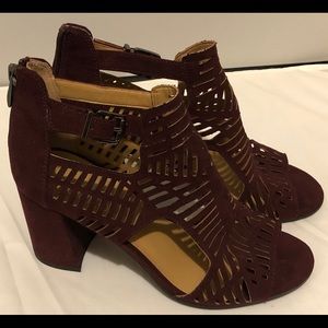 Franco Sarto maroon suede heels